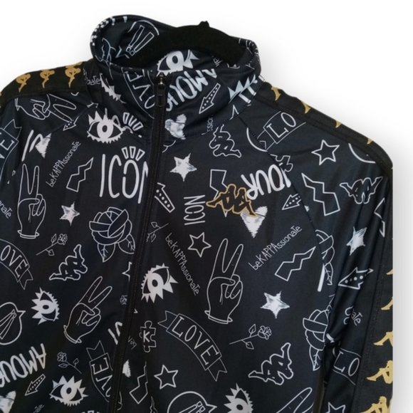 Kappa bekappationate graphetti light zip up jacket gold accent logos youth / xs - Picture 3 of 7